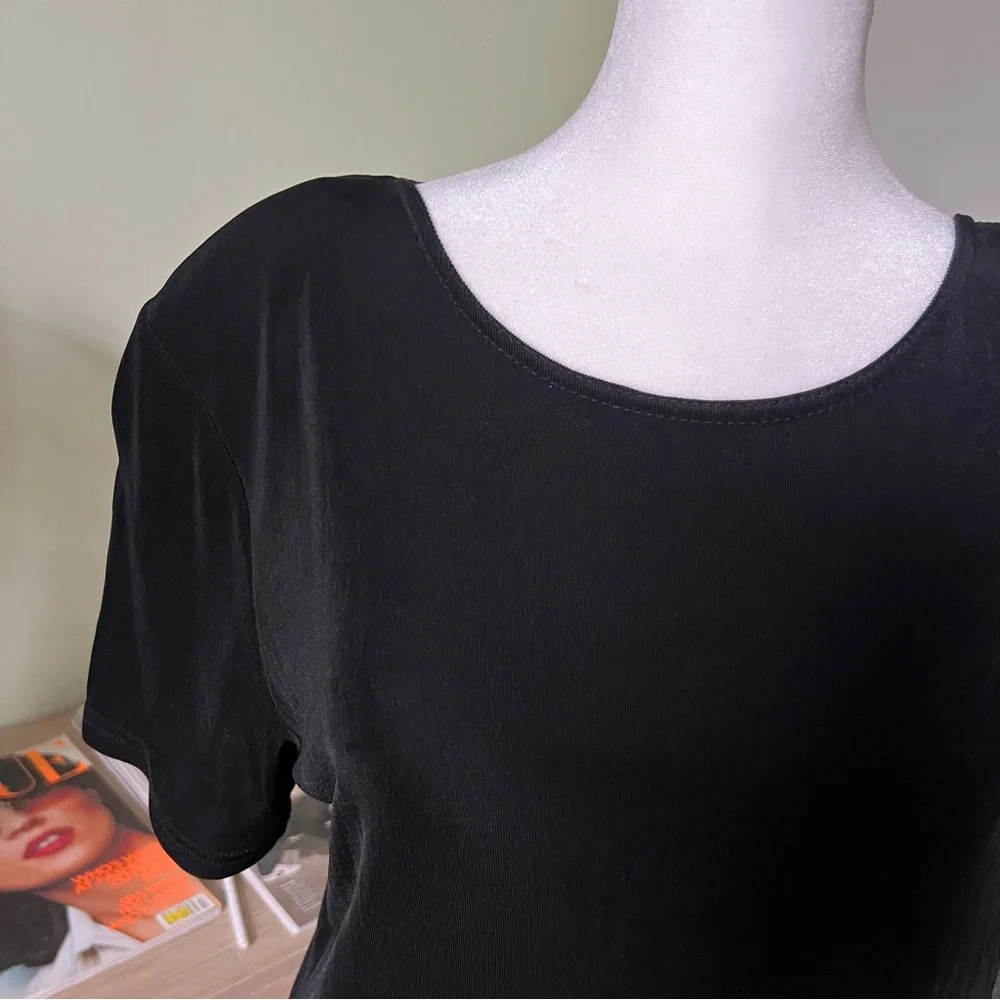 VINTAGE SLINKI Black Shirt-Sleeve Shirt & Maxi Stretch Skirt Matching Co-ord Set - Picture 11 of 16